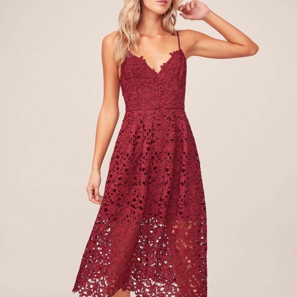 Astr the label lace a line midi dress